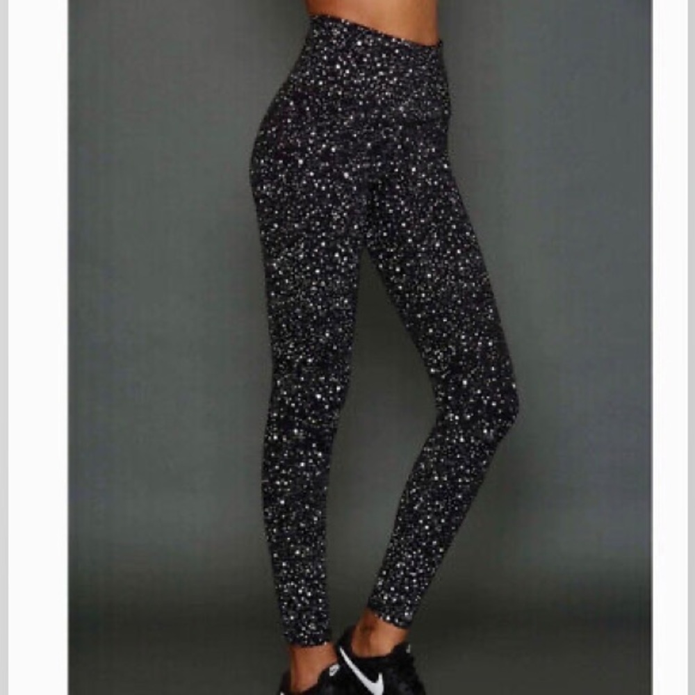 BLACK LINE BY NOLI Black w/ Silver Reflective Speckles Leggings